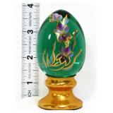 Fenton green egg w/ orchid flowers
