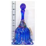 Fenton blue carnival bell w/ flowers