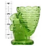 Fenton 4in green bunny w/ basket figure