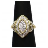 White sapphire marquis ring, lab created