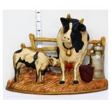 Cast iron cow w/ calf doorstop