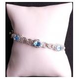 Blue topaz bangle bracelet, lab created