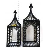 Lot of 2 black metal candle lanterns