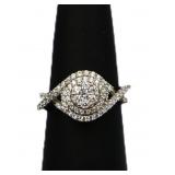 Sterling white sapphire dinner ring lab created