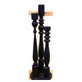 Black wood floor candle holder NO SHIP