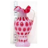 Fenton 6in cranberry coin dot pitcher