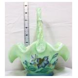 Fenton green opalescent blue lily basket