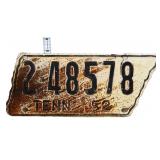 1952 state shape TN license plate