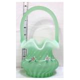 Fenton willow green frosted dotted swiss basket