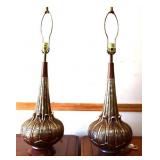 Pair MCM metal lamps, no shades
