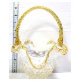 Fenton gold crest iridescent hobnail basket