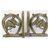 Pair cast iron horseshoe bookends