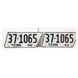 Pair 1942 state shape TN license plates