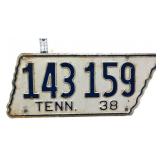 1938 state shape TN license plate