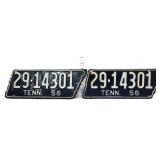 Pair 1956 state shape TN license plates