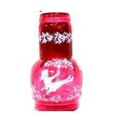 Fenton cranberry Mary Gregory tumble up set