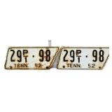 Pair 1952 state shape TN license plates