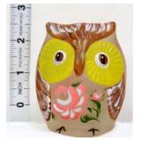 Fenton OOAK 3in owl w/ roses