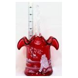 Fenton cranberry Mary Gregory basket