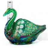 Fenton 4in emerald green iridescent swan