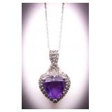 Amethyst heart necklace, lab grown
