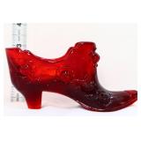 Fenton ruby red shoe w/ roses