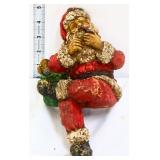 Carved wood 5in sitting Santa ledge figure