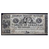 1862 Arkansas $10 Treasury Warrant