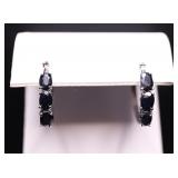 2CT GENUINE ONYX HOOP EARRINGS