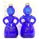 Pair cobalt glass figural salt/pepper shakers