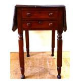 Primitive drop leaf 2 drawer table
