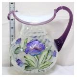 Fenton optic swirl amethyst crest pitcher