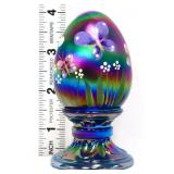 Fenton blue carnival egg w/ butterflies