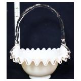 Fenton silvercrest basket w/ clear handle