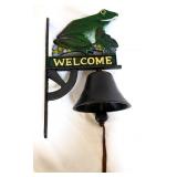Cast iron frog Welcome bell