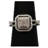 Sterling genuine diamond ring