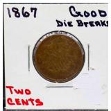 1867 2 cent coin
