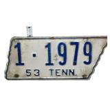 1953 state shape TN license plate