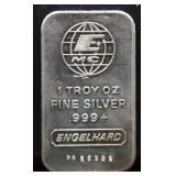 1 troy ounce Engelhard silver bar