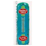 Vntg metal 17.25in Double Cola thermometer