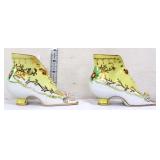 Pair yellow/white floral porcelain slippers