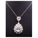 Cartier style white sapphire necklace, lab created