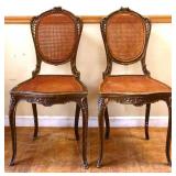 Pair vintage French cane side chairs see pics