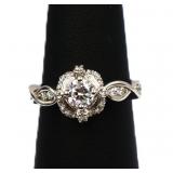 Sterling white sapphire dinner ring, lab created