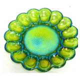 Vintage green carnival deviled egg dish