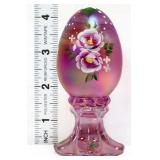 Fenton pink iridescent egg w/ roses