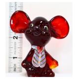 Fenton 3in amberina mouse w/ striped vest