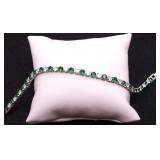 Emerald/white sapphire bracelet, lab created