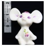 Fenton small milk glass mouse w/ purple flowers