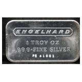 1 troy ounce Engelhard silver bar